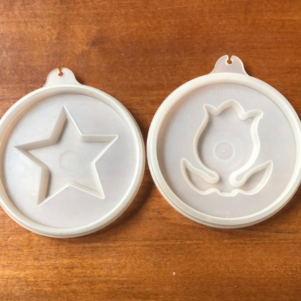 Vintage Tupperware Jello Mold Replacement Lids Tulip 820-6, Star 632-4